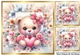 Flower Frame Pastel Colours  8x8 With Cute Teddy & Roses Four