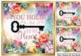 Pretty 8x8 Floral Frame, Of Flowers With Love KEY TO MY HEART