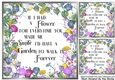 Pretty Silver & Floral Frame 8X8 With FlORAL GARDEN Verse