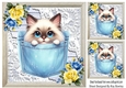 Cute Kitty In Denim Pocket With Flowers & Lace 8x8 (two)