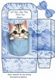 Cute Kitty In A Denim Pocket & Lace, Small Gift Bag (Two)