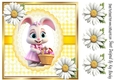 Cute Easter Bunny in Yellow Gingham, Lace And Daisies 8x8 (Two)