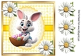 Cute Easter Bunny in Yellow Gingham, Lace And Daisies 8x8 (Four)