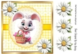 Cute Easter Bunny in Yellow Gingham, Lace And Daisies 8x8 (Three)