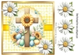 Lovely Easter Cross in Yellow Gingham, Lace And Daisies 8x8 (one)
