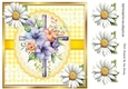 Lovely Easter Cross in Yellow Gingham, Lace And Daisies 8x8 (Two)