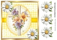 Lovely Easter Cross in Yellow Gingham, Lace And Daisies 8x8 (Three)