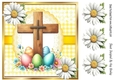 Lovely Easter Cross in Yellow Gingham, Lace And Daisies 8x8 (Four)