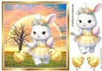 Sweet little Bunny With Chicks & Sunset 8X8 (Two)