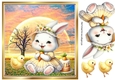 Sweet little Bunny With Chick & Sunset 8X8 (Four)