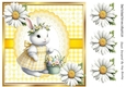 Lovely Easter Rabbit in Yellow Gingham, Lace And Daisies 8x8 (Three)