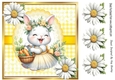 Lovely Easter Rabbit in Yellow Gingham, Lace And Daisies 8x8 (Four)