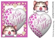 Lovely Pink A5 KISS ME Heart With A Kitten