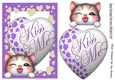 Lovely PURPLE A5 KISS ME Heart With A Kitten