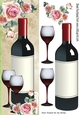 Lovely Wine & Glasses With Pink Roses Tall DL