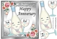 Lovely Toony Blue Bottle/Champers For ANNIVERSARY 8x8