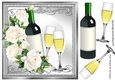 Lovely Bottle/Champers Silver Ornate With White Roses 8x8