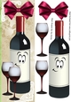 Lovely Toony Wine, Glasses & Red Bow Tall DL
