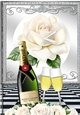 Lovely Champagne Silver Ornate With White Rose A4 For Anniversary