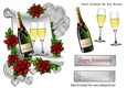 Lovely Collage Of A Scroll With Red Roses & Wine