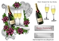 Lovely Collage Of A Scroll With Pink Roses & Wine