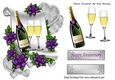 Lovely Collage Of A Scroll With Purple Roses & Wine