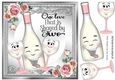 Lovely Toony Pink Bottle/Champers ONE LOVE SHARED BY TWO 8x8