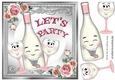  Toony Pink Bottle/Champers With Glasses For PARTYING 8x8