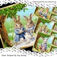 4 Lovely Fairytale Bunnies Picnics 8x8 Card Fronts Mini Kit