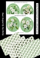 4 Pretty White Floral Green Toppers, 4 A4 Matching Backing Papers Mini Kit
