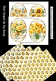 4 Pretty Yellow Daffs,Sunflowers, Roses Toppers, 4 A4 Matching Backing Papers Mini Kit