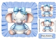 Cute Baby Elephant In Blue Frill 8X8 Frame (Three)