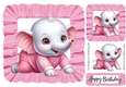 Sweet Baby Elephant In Pink Frill 8X8 Frame (One)