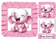 Sweet Baby Elephant In Pink Frill 8X8 Frame (Two)