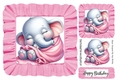 Sweet Baby Elephant In Pink Frill 8X8 Frame (Three)