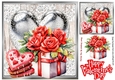 Valentine Gift With Roses & Silver Heart 8x8 (Three)