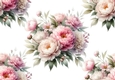 Pretty Cream/Pink Flowers A4 Backing Paper (Big) Four