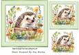 Cute Little Hedgehog With Flowers 7x7 (Three)