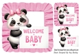 Welcome Baby! Cute Panda Pink Frill 8x8 Frame