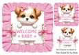 Welcome Baby! Cute Puppy Pink Frill 8x8 Frame