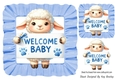 Welcome Baby! Cute Sheep Blue Frill 8x8 Frame