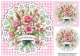 Gingham & Lace Pink Flowers for MOTHERS DAY 8x8