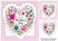 Gingham & Lace Heart Pink Flowers for MOTHERS DAY 8x8