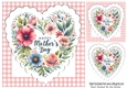 Gingham & Lace Heart Peach Flowers for MOTHERS DAY 8x8