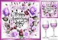 Pretty Lilac Roses & Champagne For Anniversary 8x8