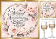 Lovely Roses In A Wreath & Wine For ANNIVERSARY 8x8