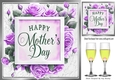 Lovely Silver Frame Of Lilac Roses, Wine For MOTHERS DAY 8x8