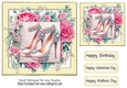 Pretty Cream 7x7 Frame With Pink Roses & Sparkle Shoes (Two)