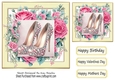 Pretty Cream 7x7 Frame With Pink Roses & Sparkle Shoe (Four)