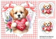 Gingham & Lace Hearts Cute Puppy With Pink Bows for MOTHERS DAY 8x8